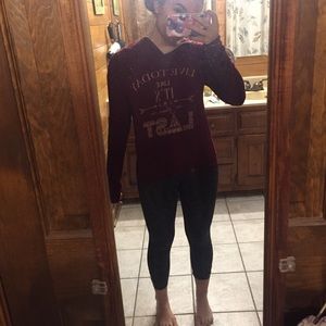 Maroon Graphic Tee Hoodie